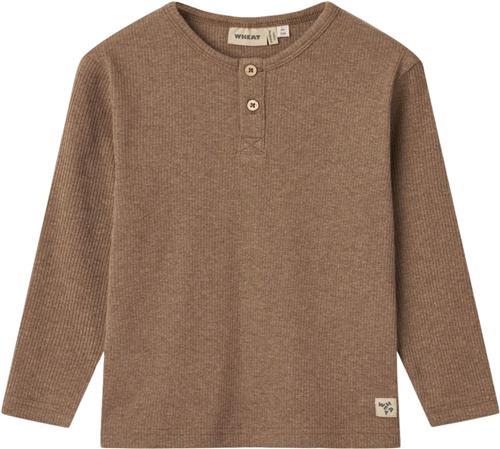 Wheat Langærmet Tshirt Morris Str 4 år / 104 cm - Coffee Melange Langærmede T-shirts Bomuld hos Magasin