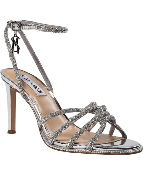 Se Steve Madden Kailynr Sandal Kvinde Silver Højhælede Sandaler Str 38 - hos Magasin ved Magasin