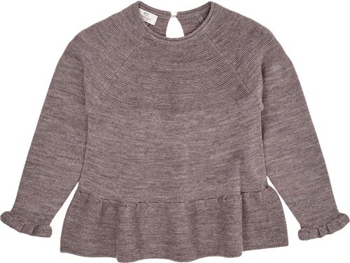 Copenhagen Colors Merino Knit Blouse With Frill Str 122 Merino Piger - Natural Melange Strik hos Magasin