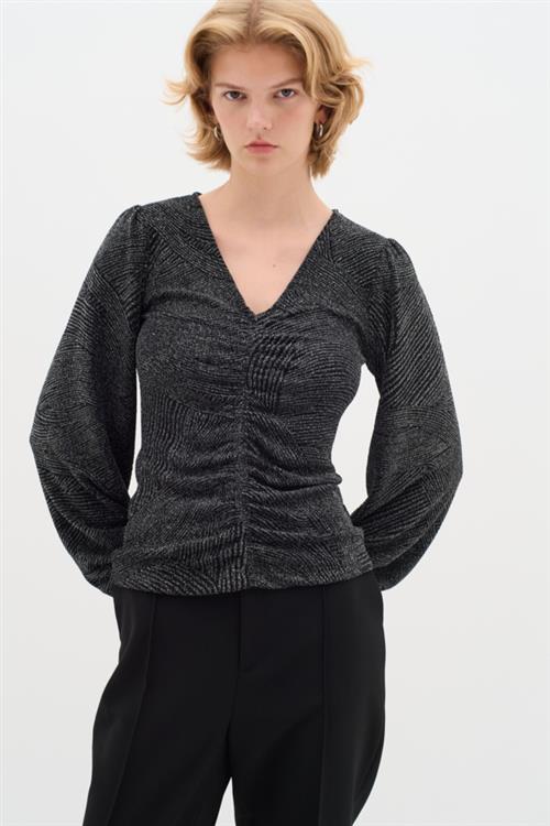 Se InWear Gianaiw Lanya Blouse Kvinde Black / Silver Langærmede Bluser Str XL - hos Magasin ved Magasin