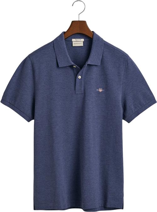 Se Gant REG Shield SS Pique Polo Mand Dark Jeansblue Melange Kortærmede Poloer Str XL - hos Magasin ved Magasin