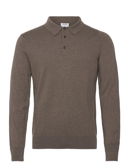 Se Filippa K Knitted Polo Shirt Filippa K Brown ved Booztlet