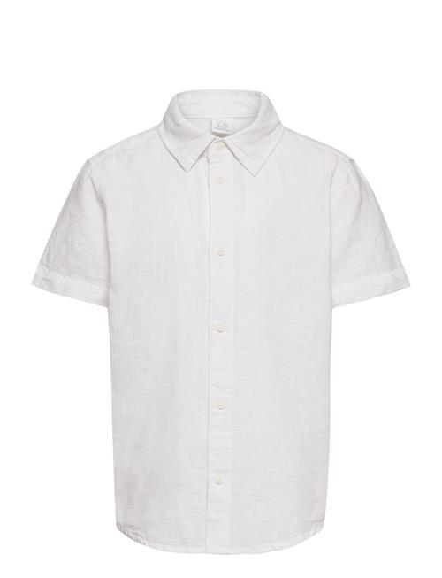 Lindex Shirt Ss Linen Cotton Blend Lindex White