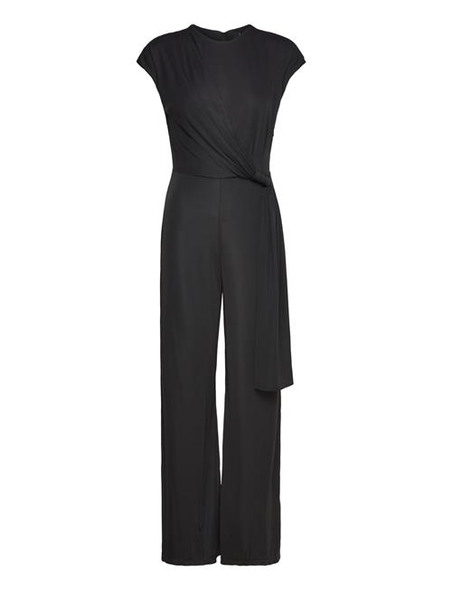 Se Lauren Ralph Lauren Tie-Front Jersey Wide-Leg Jumpsuit Lauren Ralph Lauren Black ved Booztlet