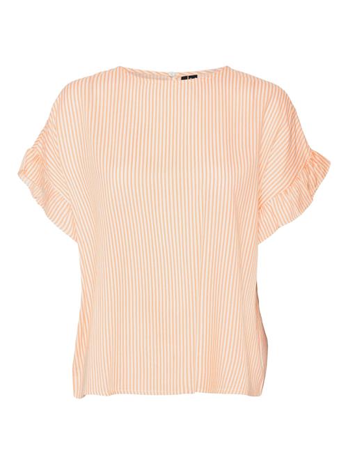 Se VERO MODA Bluse 'VMBUMPY'  orange / hvid ved About You