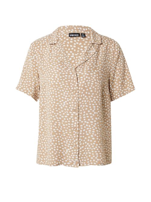 PIECES Bluse 'TALA'  mørkebeige / hvid