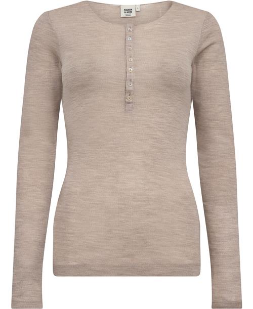 Magasin du Nord Collection Magasin Cilla 3 RWS Merino Wool Kvinde Sand Melange Langærmede Tshirts Str L Merino