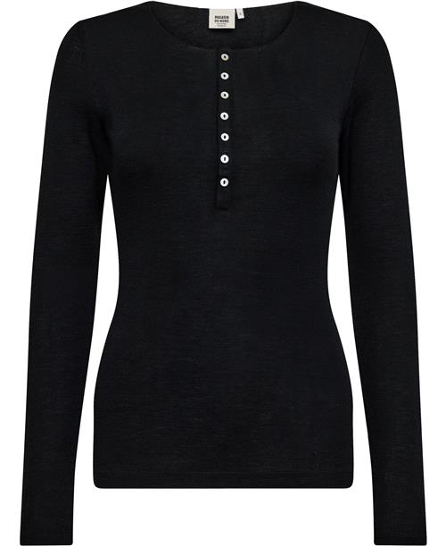 Magasin du Nord Collection Magasin Cilla 3 RWS Merino Wool Kvinde Black Langærmede Tshirts Str S Merino