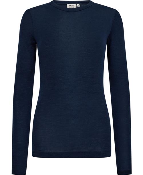 Magasin du Nord Collection Magasin Cilla 1 RWS Merino Wool Kvinde Night Sky Langærmede Tshirts Str S Merino