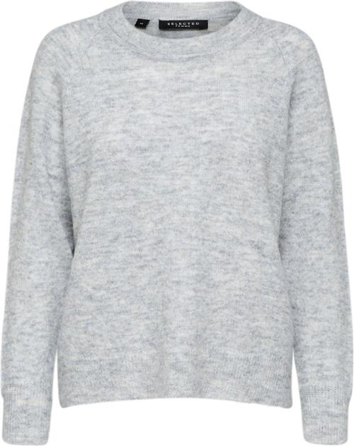 Se Selected Femme Slflulu LS Knit Oneck Noos Kvinde Grå Sweaters Str S - hos Magasin ved Magasin