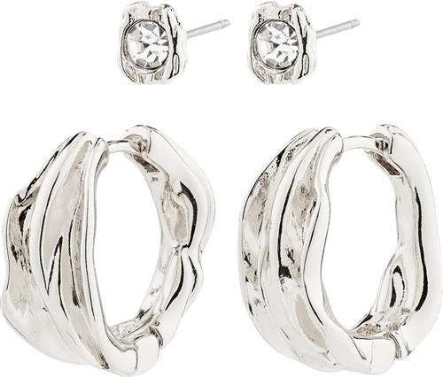 Pilgrim Feel Recycled Earrings 2in-1 set Silver-plated one size - Ørestikker hos Magasin