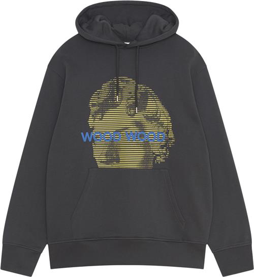 Se Wood Wood Wwzeus Striped Face Hoodie Gots Mand Anthracite Hoodies Str S - hos Magasin ved Magasin