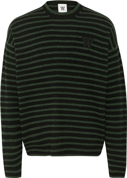 Wood Wood Wwtya Striped Oversized Jumper Kvinde Nature Green Sweaters Str L - hos Magasin