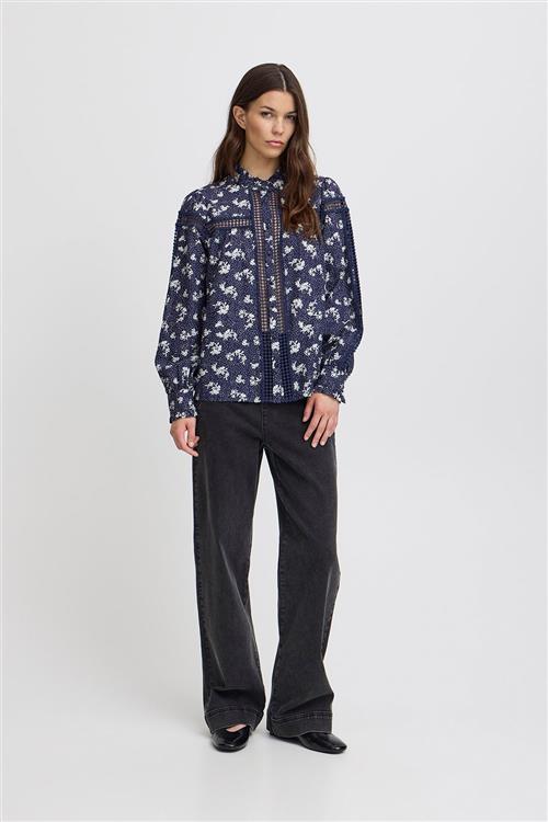 Atelier Rêve Irflorentina SH Kvinde Flowers And Dots Skjorter Loose Fit Str 44 - hos Magasin