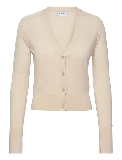 Calvin Klein Merino Wool V-Neck Cardigan Calvin Klein Beige