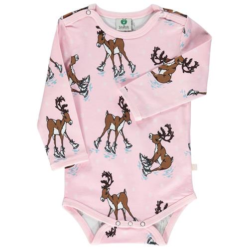 Se Småfolk Reindeer Baby Body Icy Pink | Lyserød | 62 cm ved Babyshop