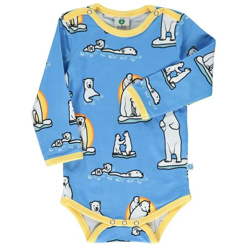 Småfolk Baby Body i Alaskan Blue med isbjørne | Blå | 98 cm