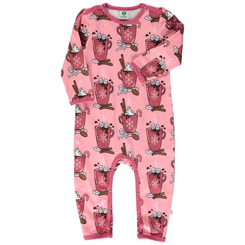 Småfolk Onesie i Bridal Rose med hot chocolate print | Lyserød | 92 cm