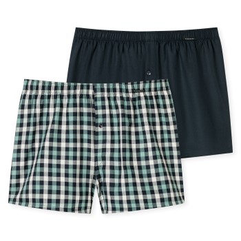 Schiesser 2P Boxershorts multipack Blå/Grøn bomuld Small Herre