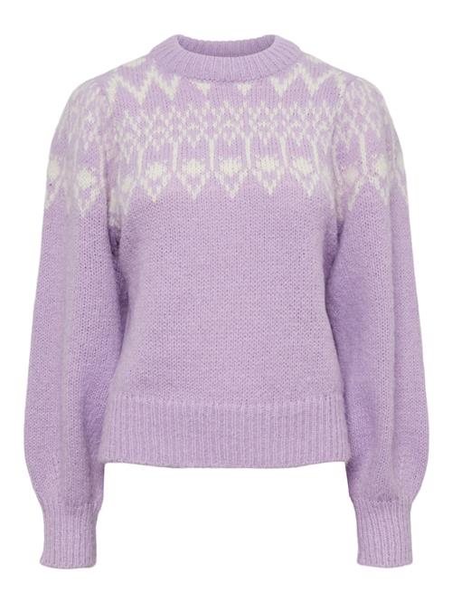 Se PIECES Pullover 'NYLA'  lyselilla / hvid ved About You