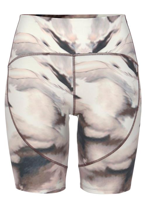 LASCANA ACTIVE Sportsbukser 'Printed Athleisure Cycling'  beige / creme / grå