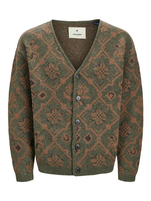 Se JACK & JONES Cardigan 'JPRBLUMAGNE'  oliven / mørkegrøn / koral ved About You