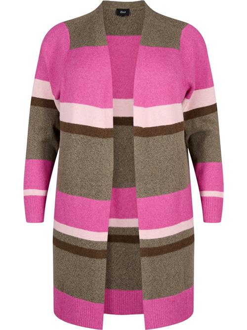 Zizzi Cardigan 'CASUNNY'  brun / fuchsia / lys pink