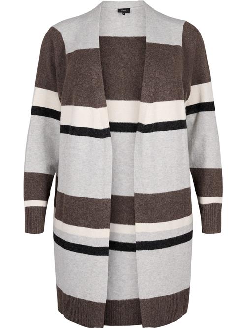 Se Zizzi Cardigan 'Casunny'  beige / bronze / lysegrå / hvid ved About You