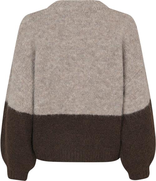 A-VIEW Patrisia new Block Knit Kvinde Brown/sand Sweaters Loose Fit Str S - hos Magasin