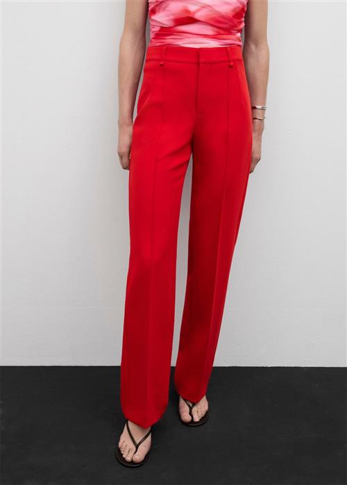 Se MANGO Straight Trousers With Decorative s Kvinde Red Bukser Str 38 - hos Magasin ved Magasin