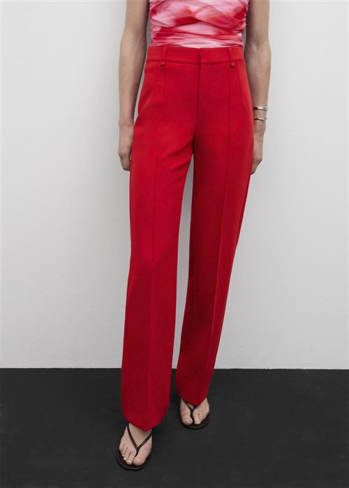 Se MANGO Straight Trousers With Decorative s Kvinde Red Bukser Str 32 - hos Magasin ved Magasin