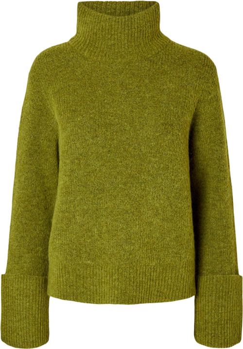 Selected Femme Slfsia RAS LS Knit High Neck Kvinde Cardamom Seed/melange Rullekraver Loose Fit Str M - hos Magasin