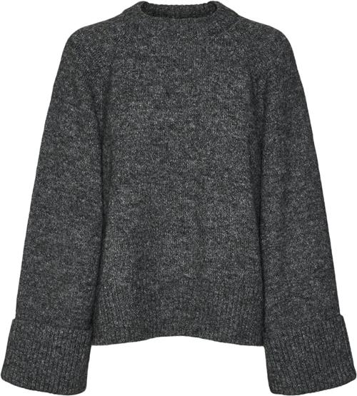 Se Vero Moda Vmnovah LS Oneck Knit VMA Kvinde Dark Grey Melange Sweaters Regular Fit Str XL - hos Magasin ved Magasin