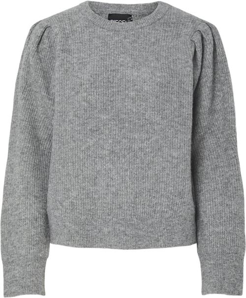 Pieces Pcolivia LS Oneck Knit D2D FSY Kvinde Medium Grey Melange Toppe Str S - hos Magasin