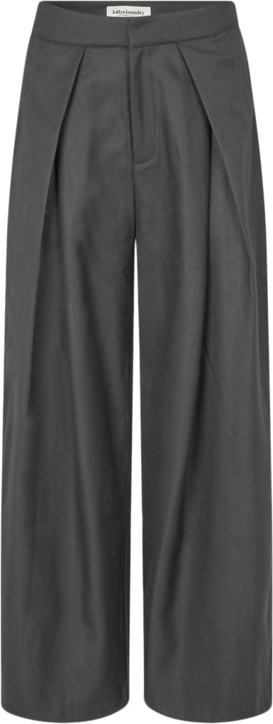 Lollys Laundry Zolall Pants Kvinde Dark Grey Melange Bukser Med Brede Ben Str L - hos Magasin