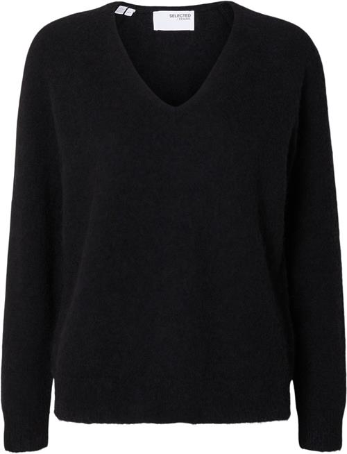 Selected Femme Slflulu NEW LS Knit Vneck B Noos Kvinde Sort Sweaters Str S - hos Magasin