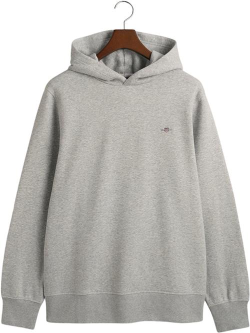 Se Gant REG EMB Archive Shield Hoodie Mand Grey Melange Hoodies Str S - hos Magasin ved Magasin