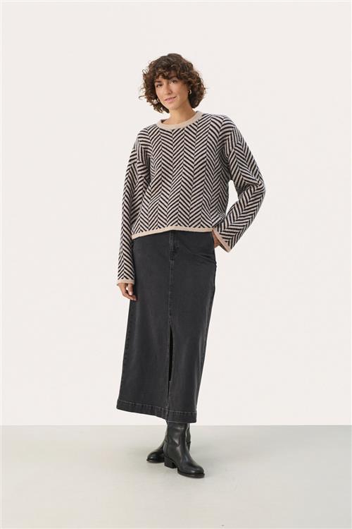 Se Part Two Leslypw PU Kvinde French Oak Jacquard Sweaters Str XS - hos Magasin ved Magasin