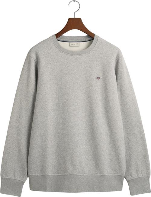 Gant REG EMB Archive Shield Cneck Mand Grey Melange Sweatshirts Str S - hos Magasin