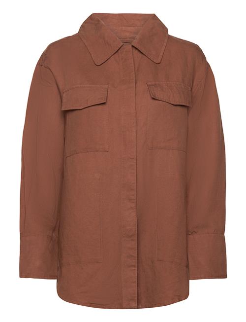 GANT Linen Viscose Shirt Jacket GANT Brown