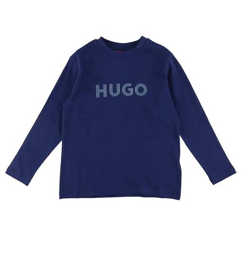 Se HUGO Bluse - Medieval Blue m. Logo ved KidsWorld