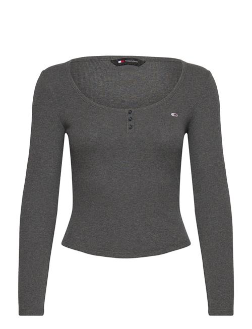 Se Tommy Jeans Tjw Melange Henley Ls Ext Tommy Jeans Grey ved Booztlet