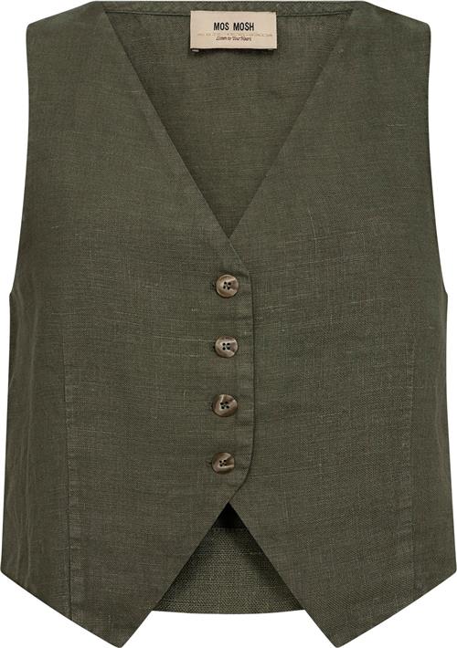 Mos Mosh Mmmelka Tili Linen Vest Kvinde Dusty Olive Blazere Str 42 - hos Magasin