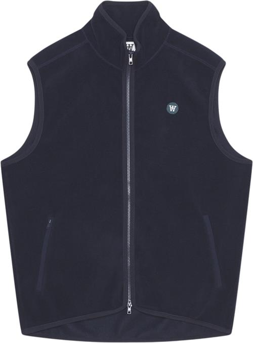 Se Wood Wood Dax Patch zip Fleece Gilet Mand Eternal Blue Veste Str S - hos Magasin ved Magasin