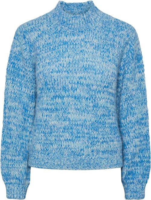 Pieces Pcnomana LS Oneck Knit BC Kvinde French Blue/clouddancer+Marineblue Sweaters Str L - hos Magasin