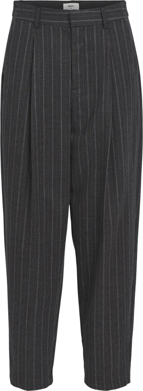 Object Objrobin HW Cropped Barrel Pant PB1 Kvinde Dark Grey Melange Bukser Med Brede Ben Str 34 - hos Magasin