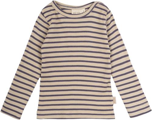 PETIT PIAO Tshirt L/S Modal Striped Str 98 cm - Dusty Violet/dark Langærmede T-shirts Bomuld hos Magasin