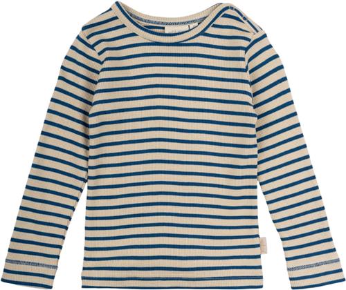 PETIT PIAO Tshirt L/S Modal Striped Str 98 cm - Deep Cobalt/dark Langærmede T-shirts Bomuld hos Magasin