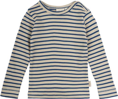 PETIT PIAO Tshirt L/S Modal Striped Str 104 cm - Deep Cobalt/dark Langærmede T-shirts Bomuld hos Magasin