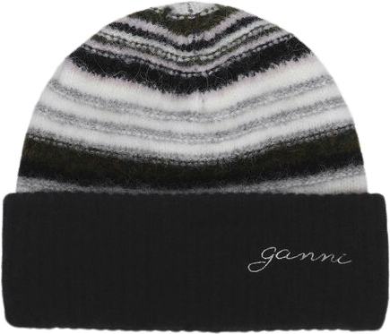 Se Ganni Striped Soft Wool Beanie ONE SIZE - Huer hos Magasin ved Magasin